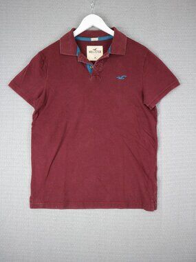 Hollister Stretch Burgundy Polo Shirt Medium